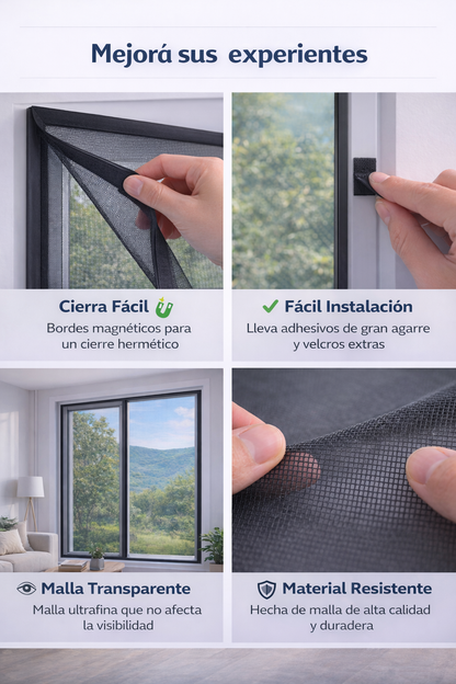 Mosquitera Ventana Negra – Fácil instalación