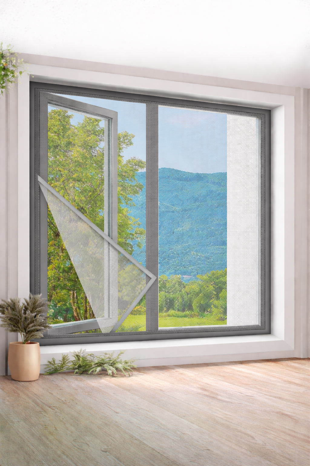 Mosquitera Ventana Gris - diseño elegante
